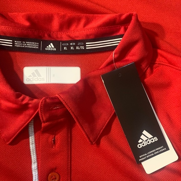 New Adidas Mens Utility Polo Shirt Golf Top Red - Picture 5 of 13